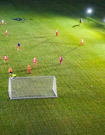 Ritelite Sports-LITE training kit lighting up a football field for winter training