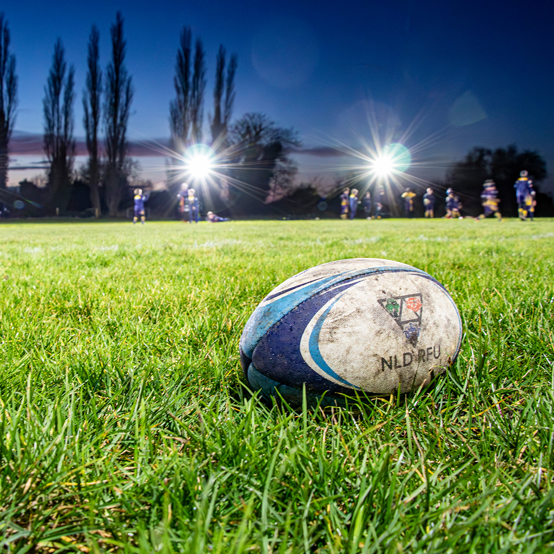 Ritelite Sports-LITE training kit lighting up a rugby field for winter training