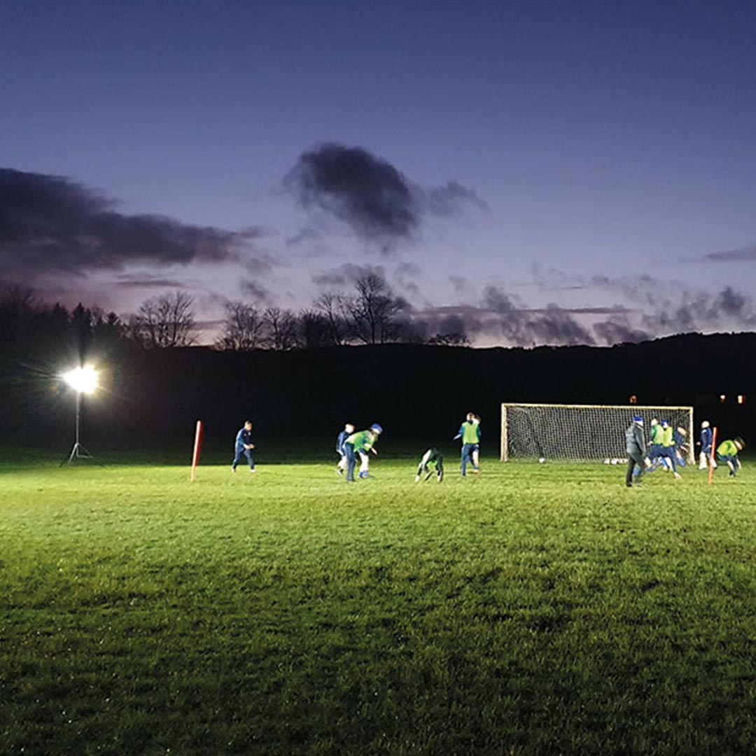Ritelite Sports-LITE sports floodlighting lighting up a football pitch for winter training