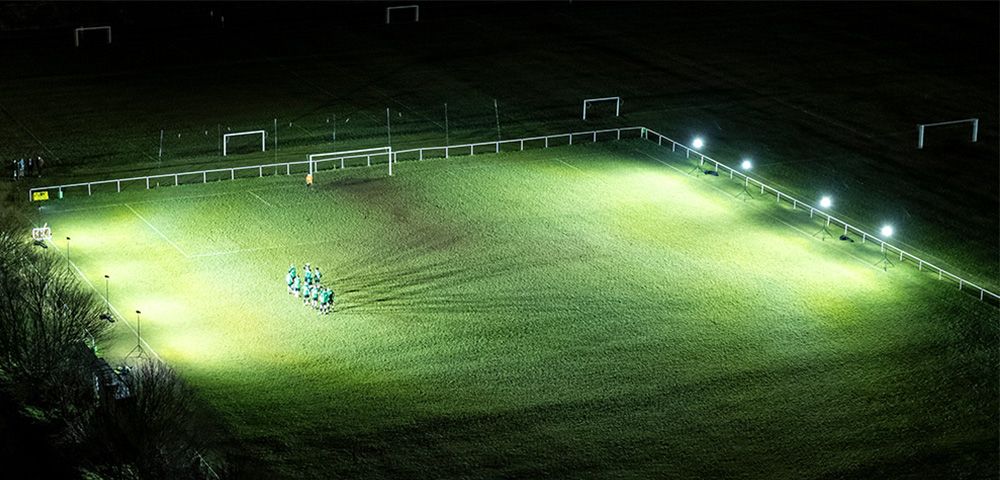 Ritelite 8 Sports-LITE training kits lighting up half 11v11 pitch for winter football training