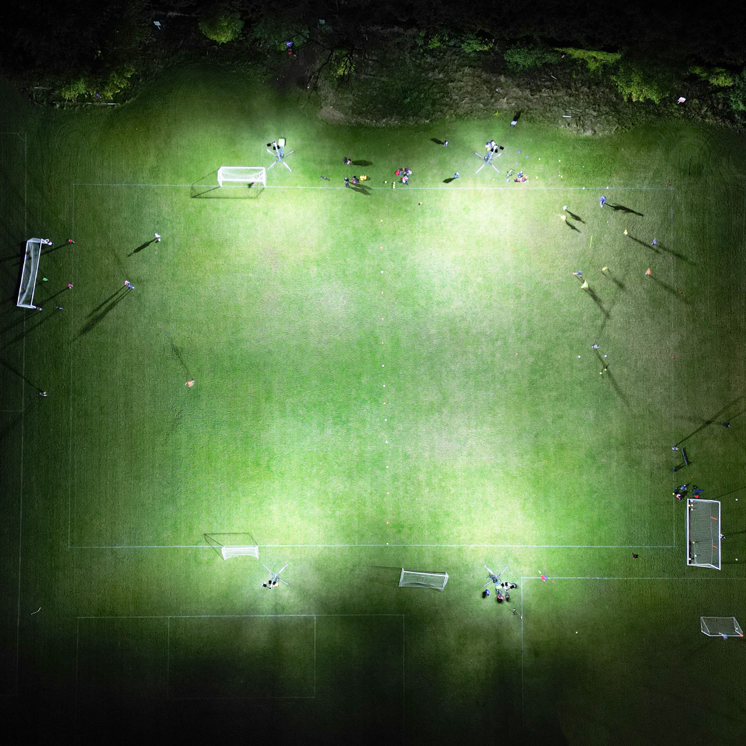 Image 45 Ritelite Sports-LITE soccer field lights lighting up a soccer field for winter training