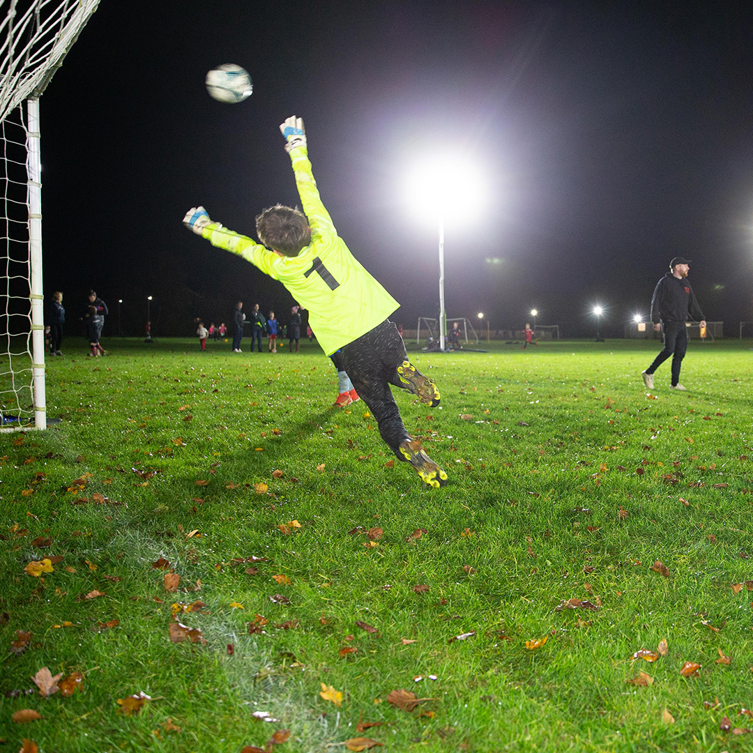 Image 46 Ritelite Sports-LITE soccer field lights lighting up a soccer field for winter training