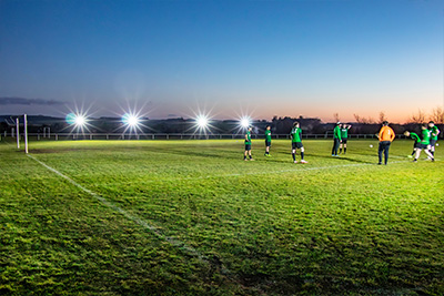 10-KIT-Sports-LITE-Football Ritelite Sports-LITE 10 kit training lights lighting up a 9v9 football pitch for winter training