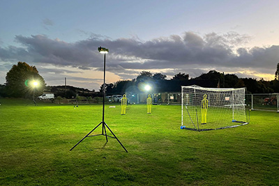 4-KIT-Sports-LITE-Football Ritelite Sports-LITE 4 kit training lights lighting up a 5 a side football pitch for winter training
