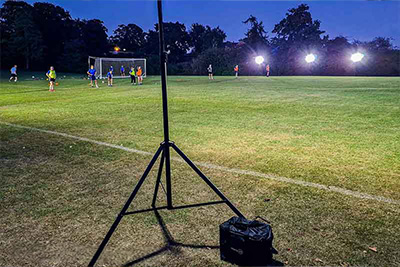 6-KIT-Sports-LITE-Football Ritelite Sports-LITE 6 kit training lights lighting up a third of an 11v11 football pitch for winter training