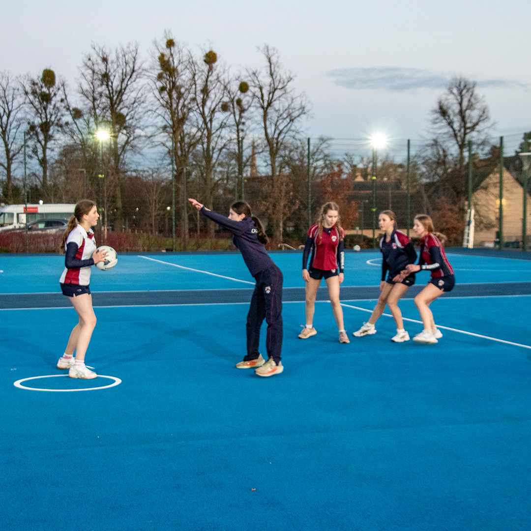 Ritelite Sports-LITE fence adapters used for netball training during winter
