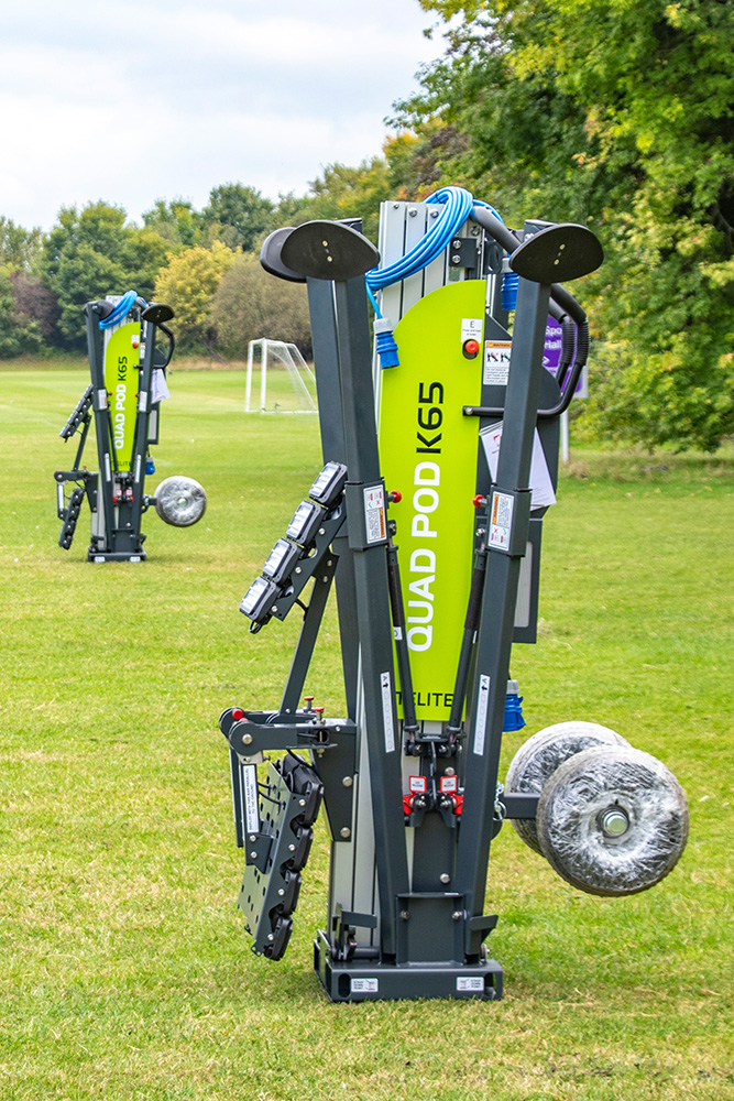 Image 40 Ritelite Quad Pod K65 mobile lighting towers lighting up a soccer field