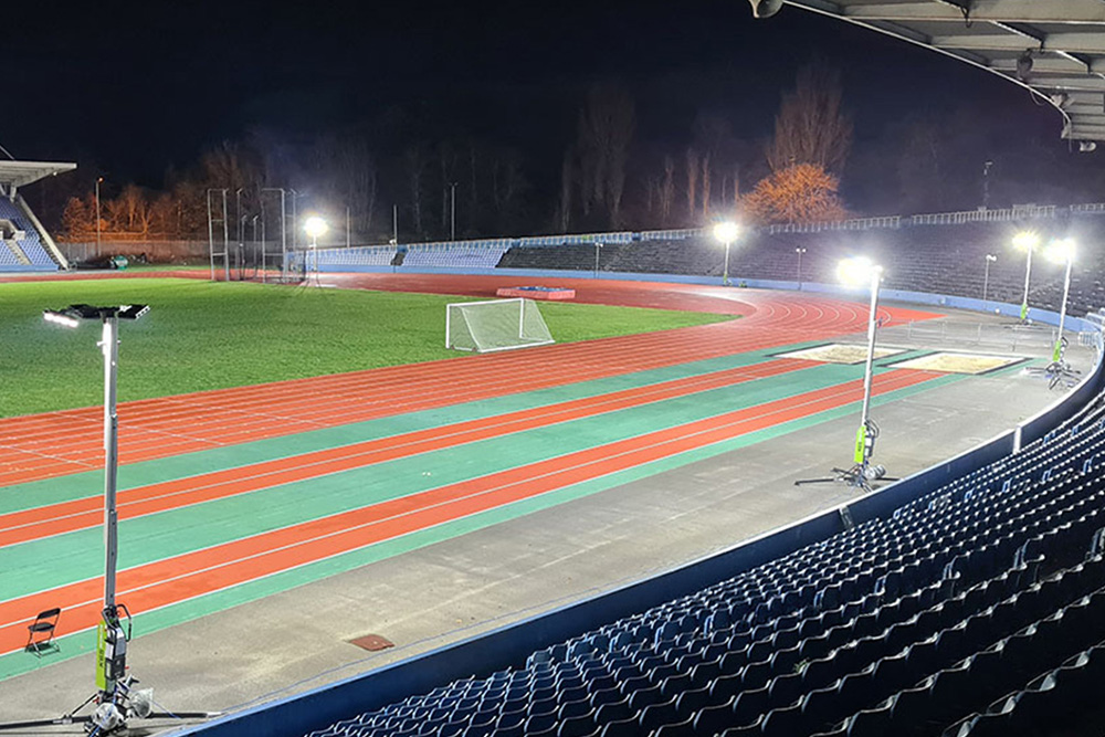 Ritelite Sports-LITE soccer field lights lighting up a soccer field for winter training