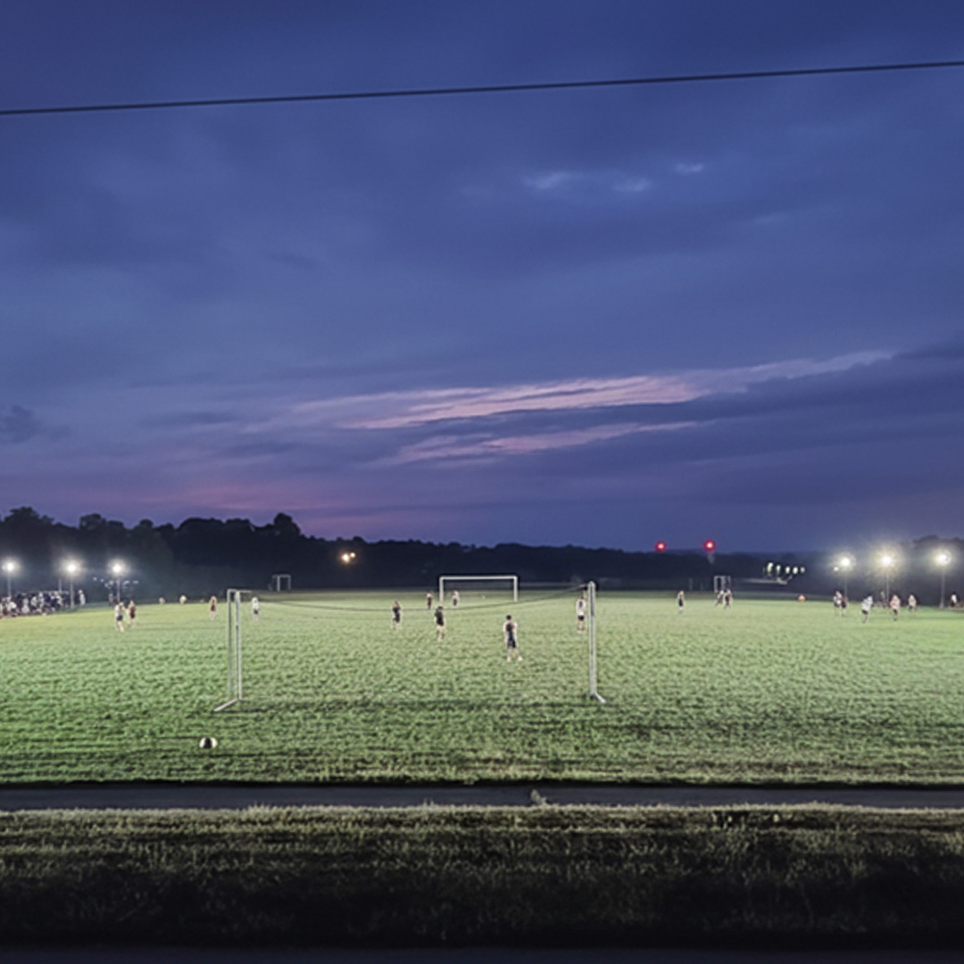 Hersheys Soccer Club Ritelite Sports-LITE training kit being used to light up a football pitch for winter training