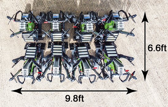 QP stowed footprint Quad Pod Stowed