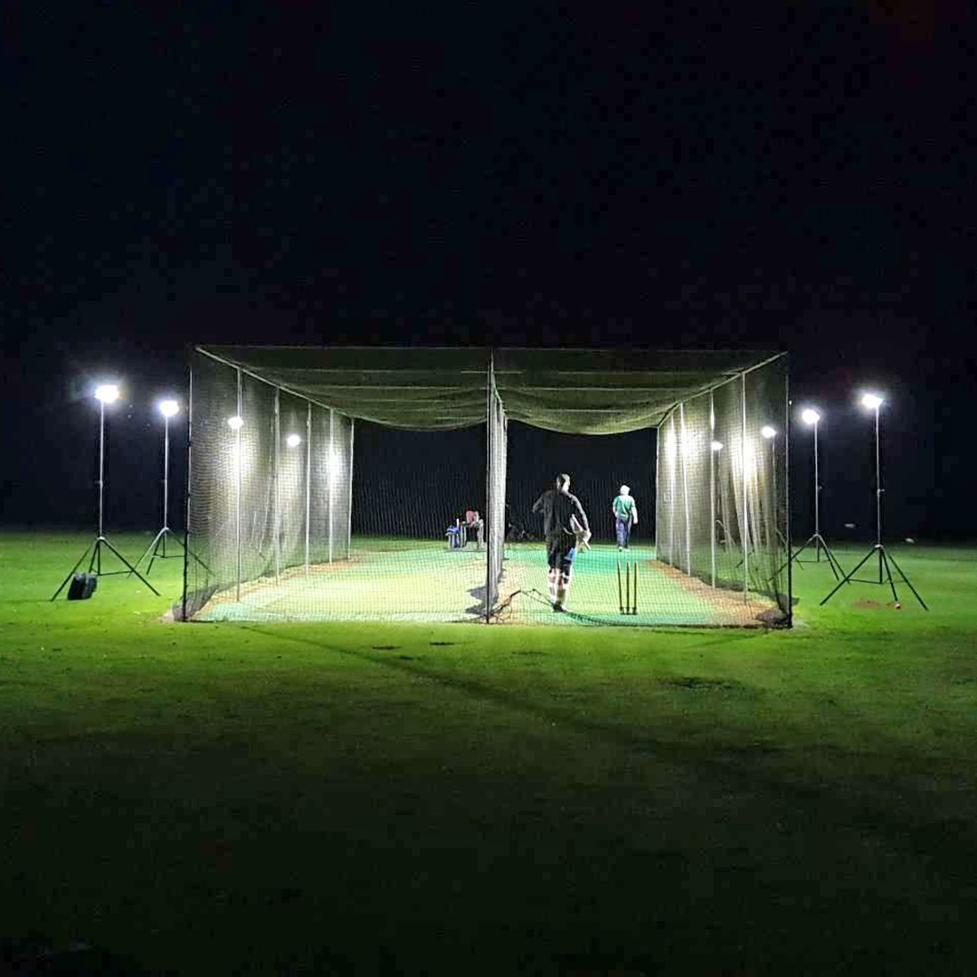 Ritelite Sports-LITE training kit lights up single tennis court in the dark for winter training