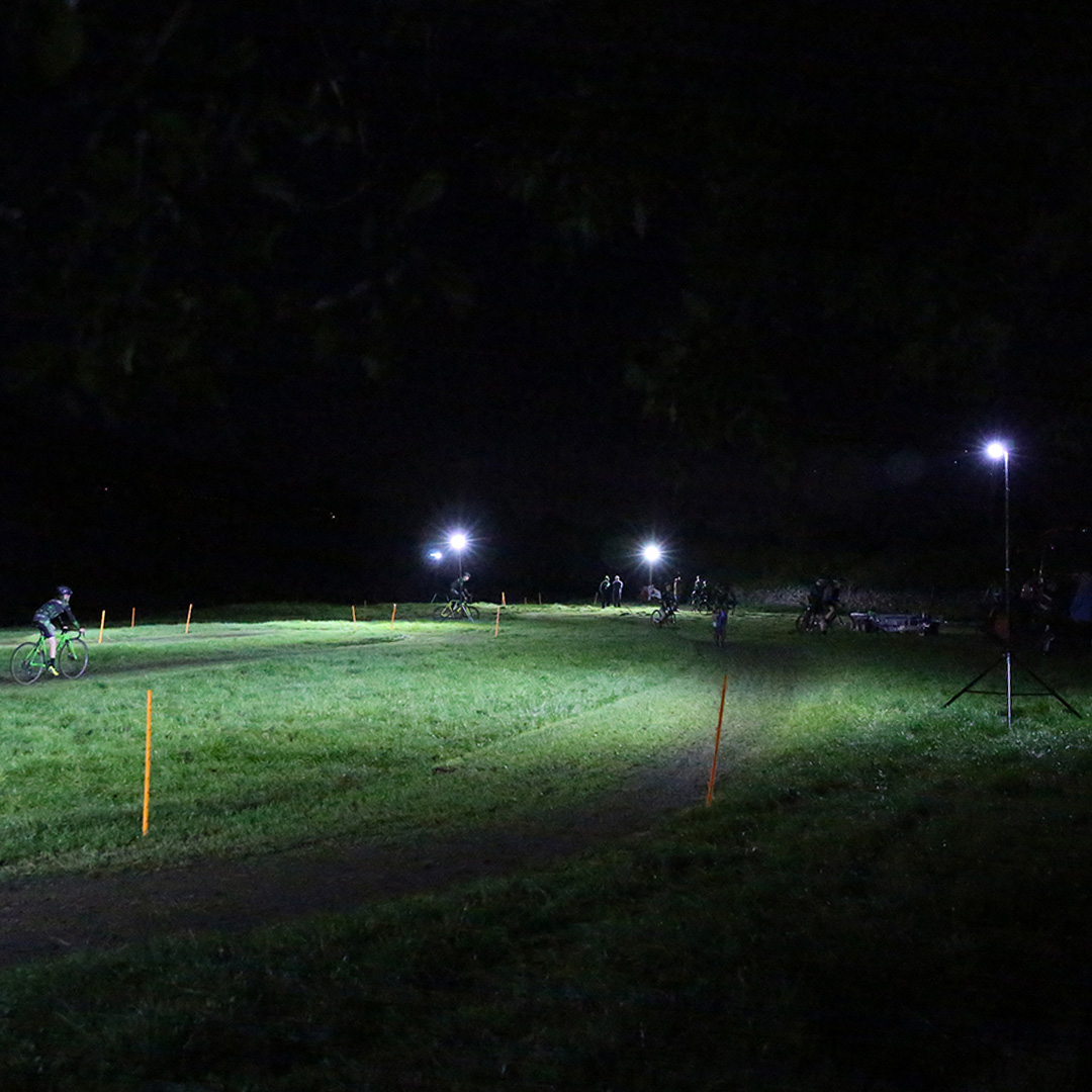 Ritelite Sports-LITEs battery powered portable floodlights light up dark rugby pitch for winter training