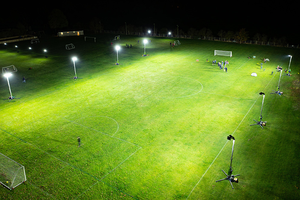 Ritelite Sports-LITE training kit lights up single tennis court in the dark for winter training