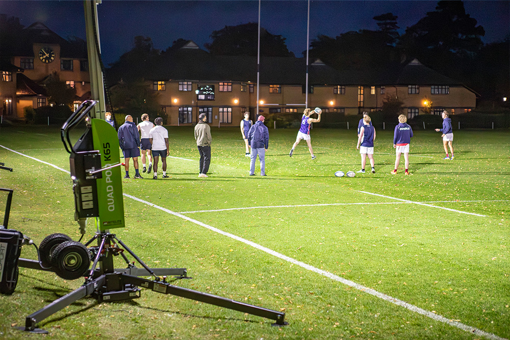 Ritelite Sports-LITE training kit lights up single tennis court in the dark for winter training