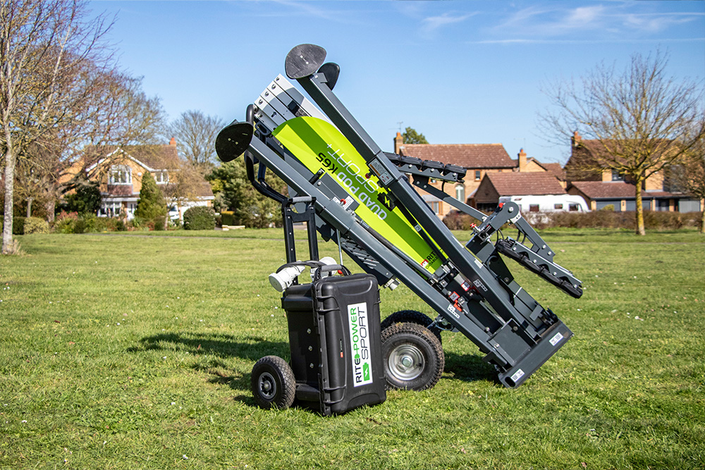 Ritelite Quad Pod K65 mobile lighting towers lighting up a pitch for evening outdoor winter rugby practice