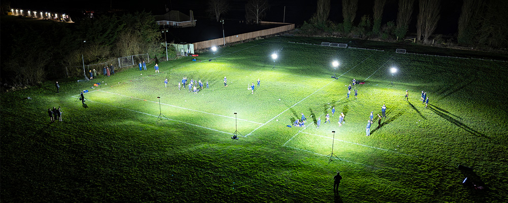 Ritelite 8 Sports-LITE training kits lighting up half 11v11 pitch for winter football training