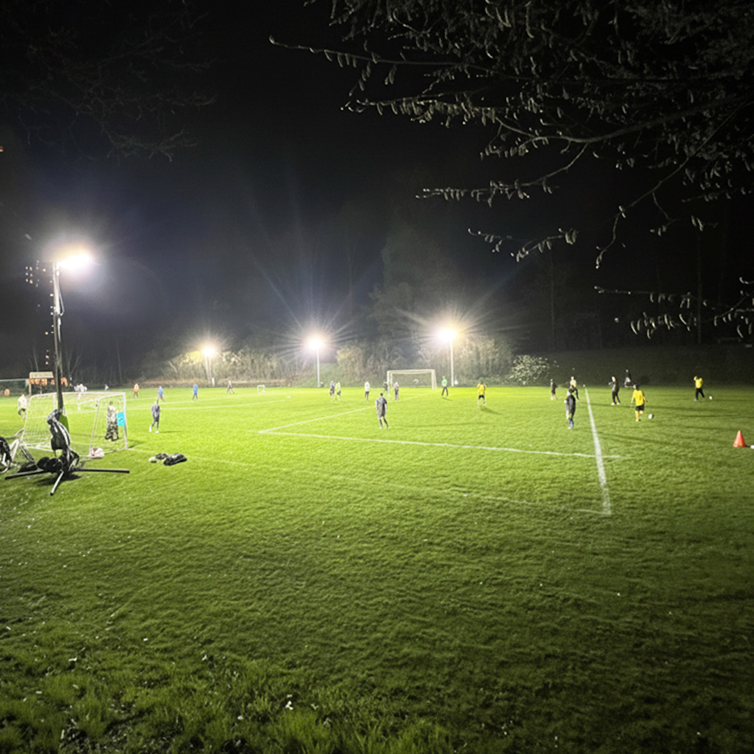 Ritelite Sports-LITE training kit lighting up a rugby pitch for winter training