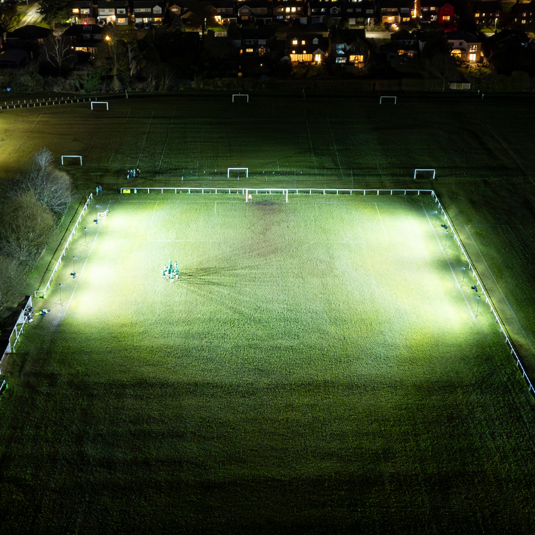 Ritelite Sports-LITE training kit lighting up a rugby pitch for winter training