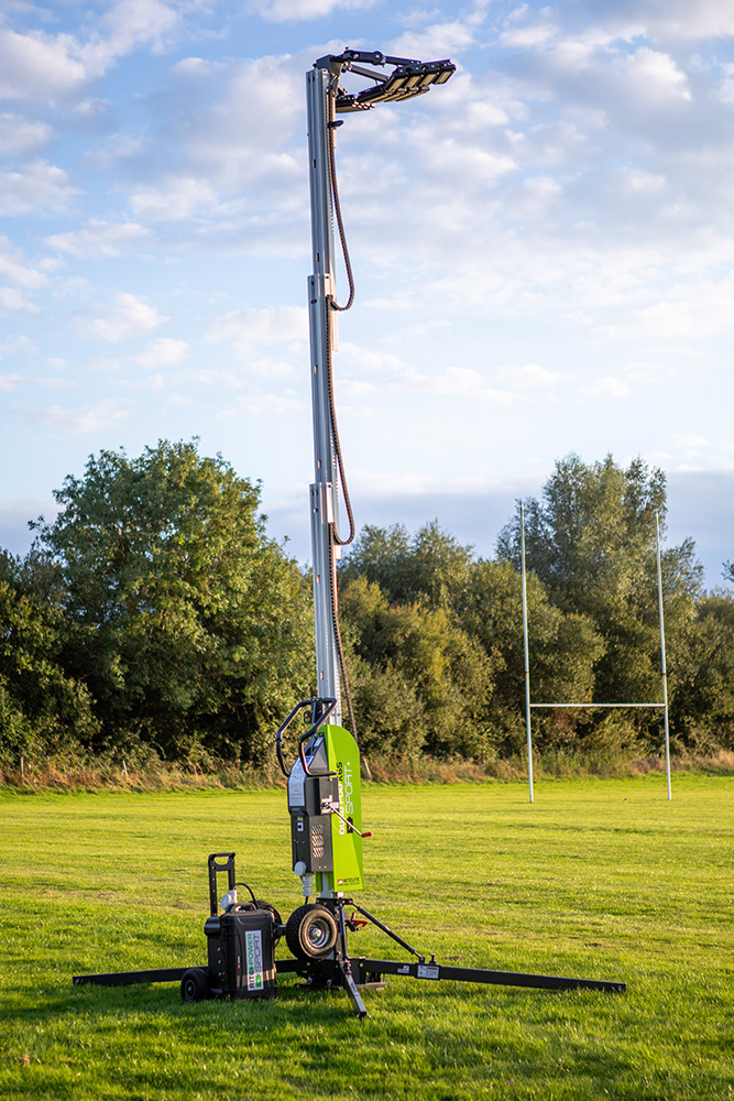 Quad-Pod-K65-Oundle-Rugby Ritelite Quad Pod K65 mobile lighting towers lighting up a pitch for winter rugby practice